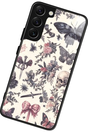 Samsung Galaxy S22 Uyumlu Kurukafa Tasarımlı Parlak Silikon Kılıf