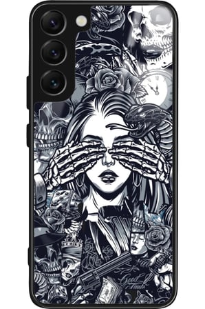 Samsung Galaxy S22 Uyumlu Kurukafa Posteri Tasarımlı Parlak Silikon Kılıf