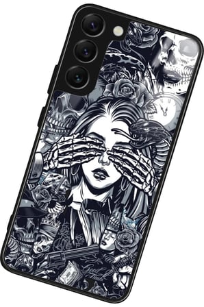Samsung Galaxy S22 Uyumlu Kurukafa Posteri Tasarımlı Parlak Silikon Kılıf