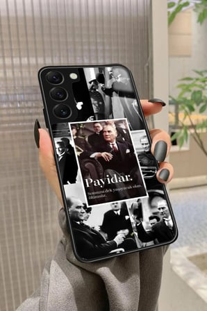 Samsung Galaxy S22 Uyumlu Atatürk Poster Tasarımlı Parlak Silikon Kılıf