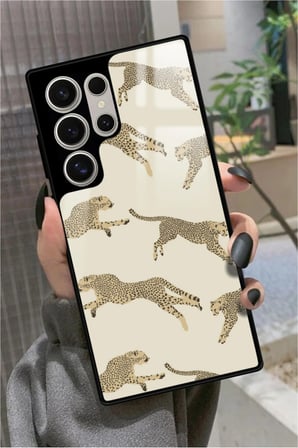 Samsung Galaxy S23 Ultra Uyumlu Leopar Tasarımlı Parlak Silikon Kılıf