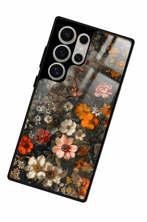 Samsung Galaxy S23 Ultra Uyumlu Karışık Çiçek Tasarımlı Parlak Silikon Kılıf