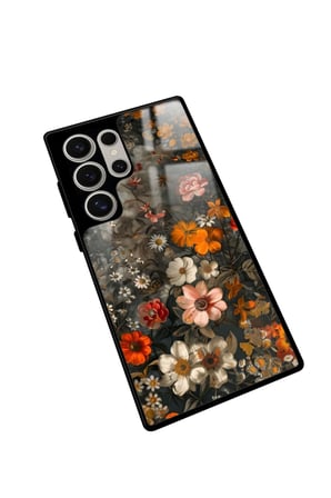 Samsung Galaxy S23 Ultra Uyumlu Karışık Çiçek Tasarımlı Parlak Silikon Kılıf