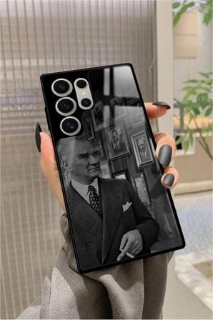 Samsung Galaxy S23 Ultra Uyumlu Atatürk Tasarımlı Parlak Silikon Kılıf