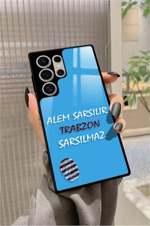 Samsung Galaxy S23 Ultra Uyumlu Trabzon Yazılı Parlak Silikon Kılıf