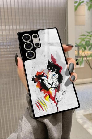 Samsung Galaxy S23 Ultra Uyumlu Aslan Tasarımlı Parlak Silikon Kılıf