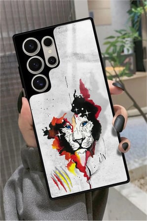 Samsung Galaxy S23 Ultra Uyumlu Aslan Tasarımlı Parlak Silikon Kılıf