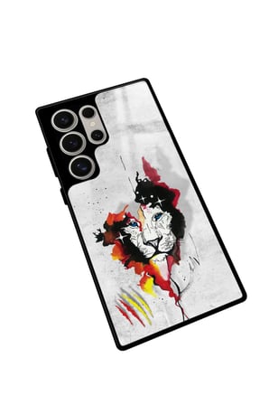 Samsung Galaxy S23 Ultra Uyumlu Aslan Tasarımlı Parlak Silikon Kılıf
