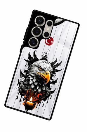 Samsung Galaxy S23 Ultra Uyumlu Kartal Tasarımlı Parlak Silikon Kılıf