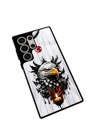 Samsung Galaxy S23 Ultra Uyumlu Kartal Tasarımlı Parlak Silikon Kılıf