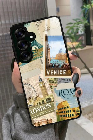 Samsung Galaxy S24 Fe Uyumlu Travel Tasarımlı Parlak Silikon Kılıf