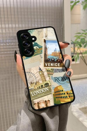 Samsung Galaxy S24 Fe Uyumlu Travel Tasarımlı Parlak Silikon Kılıf