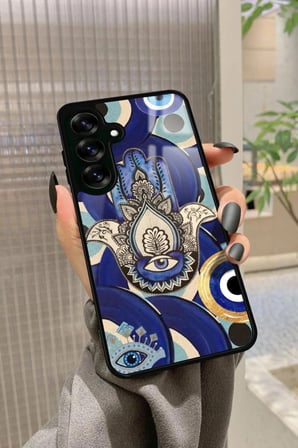 Samsung Galaxy S24 Fe Uyumlu Nazar Boncuğu Tasarımlı Parlak Silikon Kılıf
