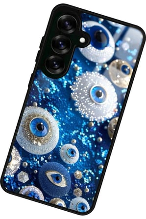 Samsung Galaxy S24 Fe Uyumlu Nazar Boncuğu Tasarımlı Parlak Silikon Kılıf