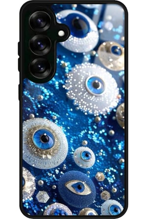 Samsung Galaxy S24 Fe Uyumlu Nazar Boncuğu Tasarımlı Parlak Silikon Kılıf