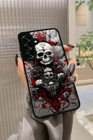 Samsung Galaxy S24 Fe Uyumlu Kurukafa Posteri Tasarımlı Parlak Silikon Kılıf