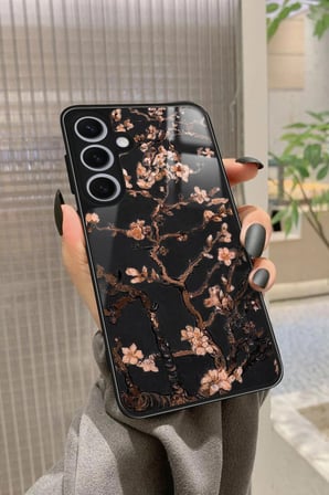 Samsung Galaxy S24 Uyumlu Van Gogh Siyah Ağaç Tablo Tasarımlı Parlak Silikon Kılıf