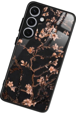 Samsung Galaxy S24 Uyumlu Van Gogh Siyah Ağaç Tablo Tasarımlı Parlak Silikon Kılıf