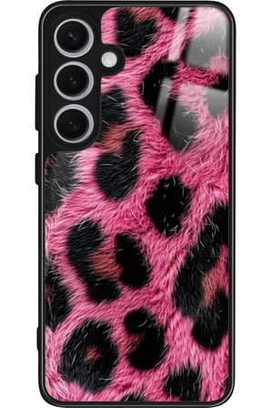 Samsung Galaxy S24 Uyumlu Pembe Leopar Tasarımlı Parlak Silikon Kılıf