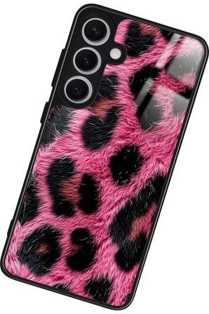 Samsung Galaxy S24 Uyumlu Pembe Leopar Tasarımlı Parlak Silikon Kılıf