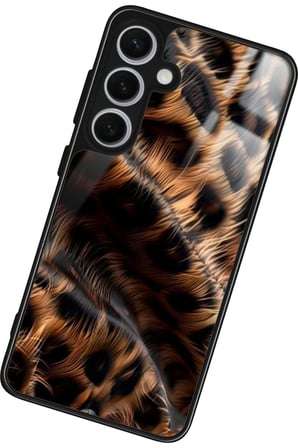 Samsung Galaxy S24 Uyumlu Kahverengi Leopar Tasarımlı Parlak Silikon Kılıf