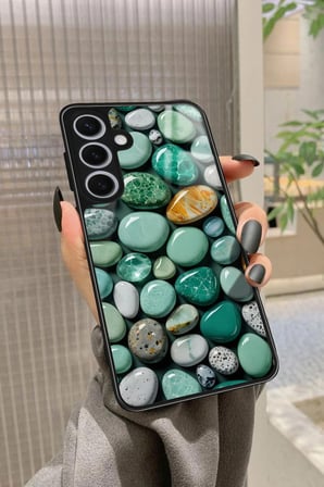 Samsung Galaxy S24 Uyumlu Yeşil Taş Tasarımlı Parlak Silikon Kılıf
