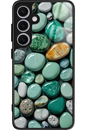 Samsung Galaxy S24 Uyumlu Yeşil Taş Tasarımlı Parlak Silikon Kılıf