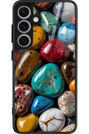 Samsung Galaxy S24 Uyumlu Renkli Taş Tasarımlı Parlak Silikon Kılıf