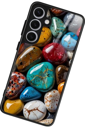 Samsung Galaxy S24 Uyumlu Renkli Taş Tasarımlı Parlak Silikon Kılıf