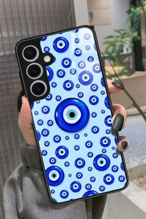 Samsung Galaxy S24 Uyumlu Nazar Boncuğu Tasarımlı Parlak Silikon Kılıf