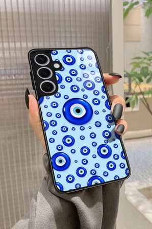 Samsung Galaxy S24 Uyumlu Nazar Boncuğu Tasarımlı Parlak Silikon Kılıf