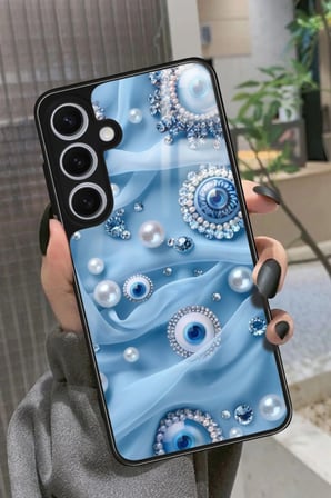 Samsung Galaxy S24 Uyumlu Nazar Boncuğu Tasarımlı Parlak Silikon Kılıf