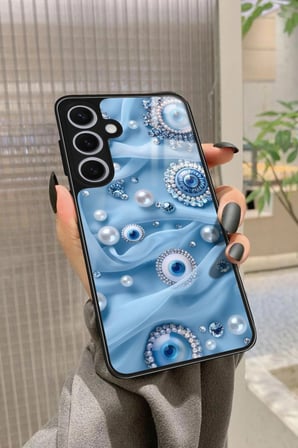 Samsung Galaxy S24 Uyumlu Nazar Boncuğu Tasarımlı Parlak Silikon Kılıf