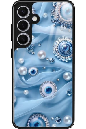 Samsung Galaxy S24 Uyumlu Nazar Boncuğu Tasarımlı Parlak Silikon Kılıf