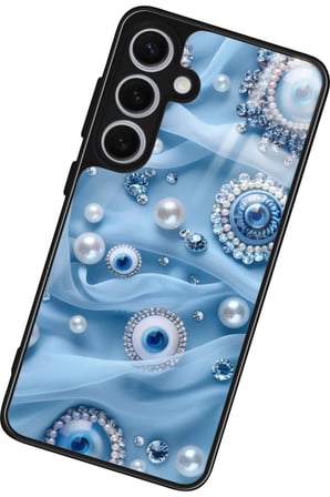 Samsung Galaxy S24 Uyumlu Nazar Boncuğu Tasarımlı Parlak Silikon Kılıf