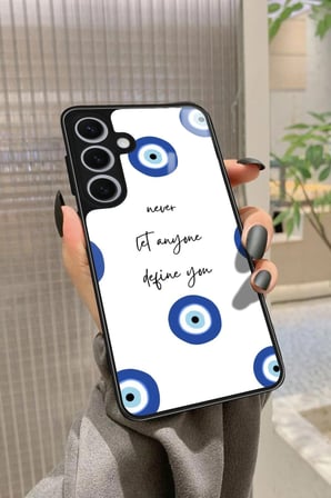 Samsung Galaxy S24 Uyumlu Motivasyonlu Nazar Boncuğu Tasarımlı Parlak Silikon Kılıf