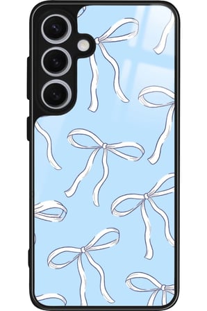 Samsung Galaxy S24 Uyumlu Beyaz Kurdele Tasarımlı Parlak Silikon Kılıf