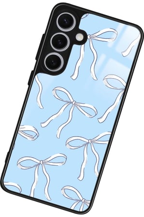 Samsung Galaxy S24 Uyumlu Beyaz Kurdele Tasarımlı Parlak Silikon Kılıf