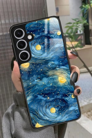 Samsung Galaxy S24 Uyumlu Van Gogh Tasarımlı Parlak Silikon Kılıf