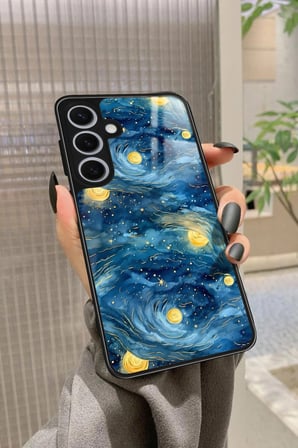 Samsung Galaxy S24 Uyumlu Van Gogh Tasarımlı Parlak Silikon Kılıf