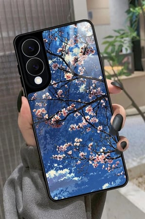 Samsung Galaxy S25 Edge Uyumlu Van Gogh Mavi Ağaç Tablo Tasarımlı Parlak Silikon Kılıf
