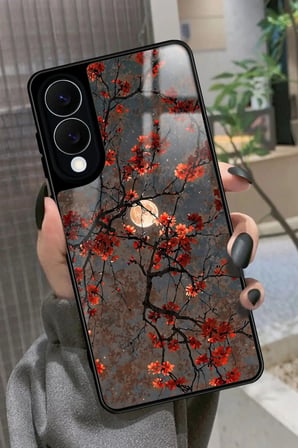 Samsung Galaxy S25 Edge Uyumlu Van Gogh Kırmızı Ağaç Tablo Tasarımlı Parlak Silikon Kılıf