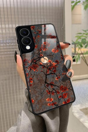 Samsung Galaxy S25 Edge Uyumlu Van Gogh Kırmızı Ağaç Tablo Tasarımlı Parlak Silikon Kılıf