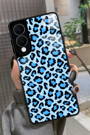 Samsung Galaxy S25 Edge Uyumlu Mavi Leopar Tasarımlı Parlak Silikon Kılıf