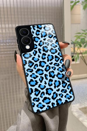 Samsung Galaxy S25 Edge Uyumlu Mavi Leopar Tasarımlı Parlak Silikon Kılıf