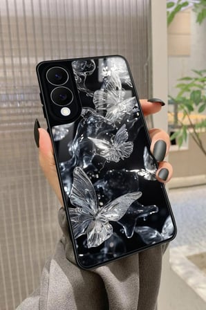 Samsung Galaxy S25 Edge Uyumlu Beyaz Kelebek Tasarımlı Parlak Silikon Kılıf