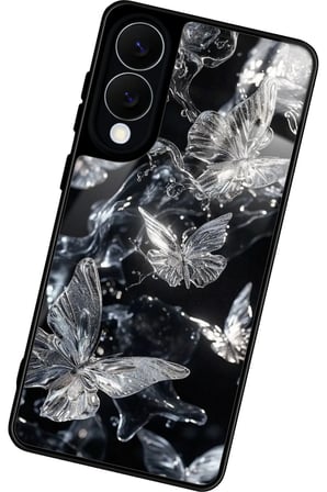 Samsung Galaxy S25 Edge Uyumlu Beyaz Kelebek Tasarımlı Parlak Silikon Kılıf