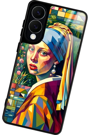 Samsung Galaxy S25 Edge Uyumlu İnci Küpeli Kız Tablo Tasarımlı Parlak Silikon Kılıf