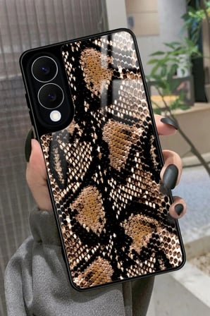 Samsung Galaxy S25 Edge Uyumlu Yılan Derisi Tasarımlı Parlak Silikon Kılıf