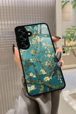 Samsung Galaxy S25 Plus Uyumlu Van Gogh Yeşil Ağaç Tablo Tasarımlı Parlak Silikon Kılıf
